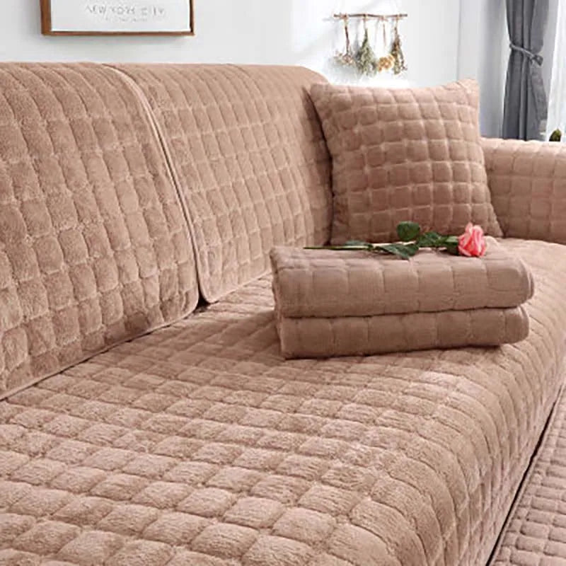 Soft Plush Non-Slip L-Shaped Sofa Cover