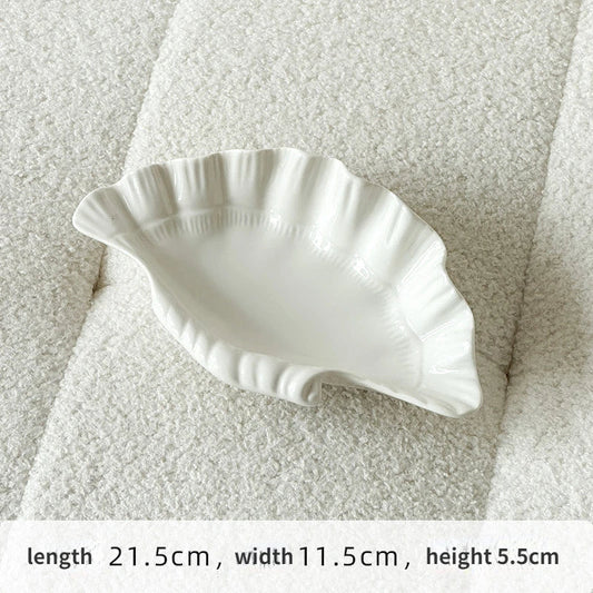 Cream Ceramic Shell Plate for Jewelry and Decor