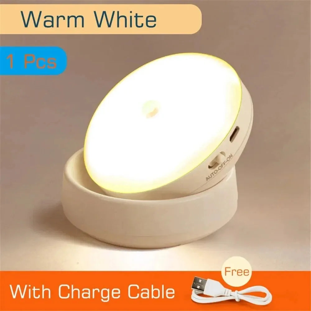 Rechargeable Motion Sensor LED Night Light with 360° Rotation and Magnetic Base