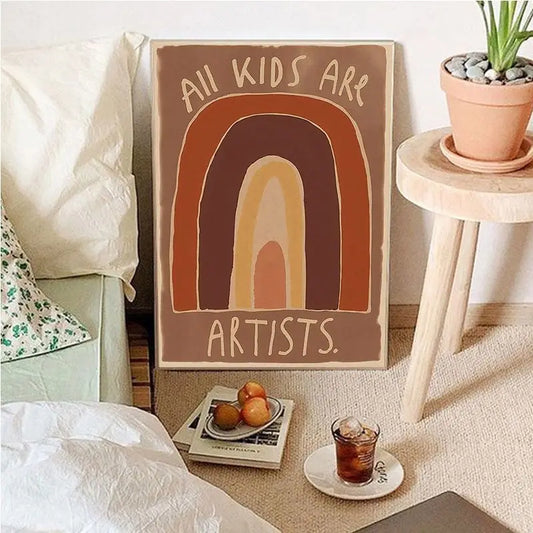 Vintage Cartoon Canvas Wall Art with Playful Characters