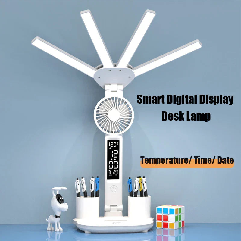 3in1 Multifunctional Smart Table Lamp with Fan and Clock