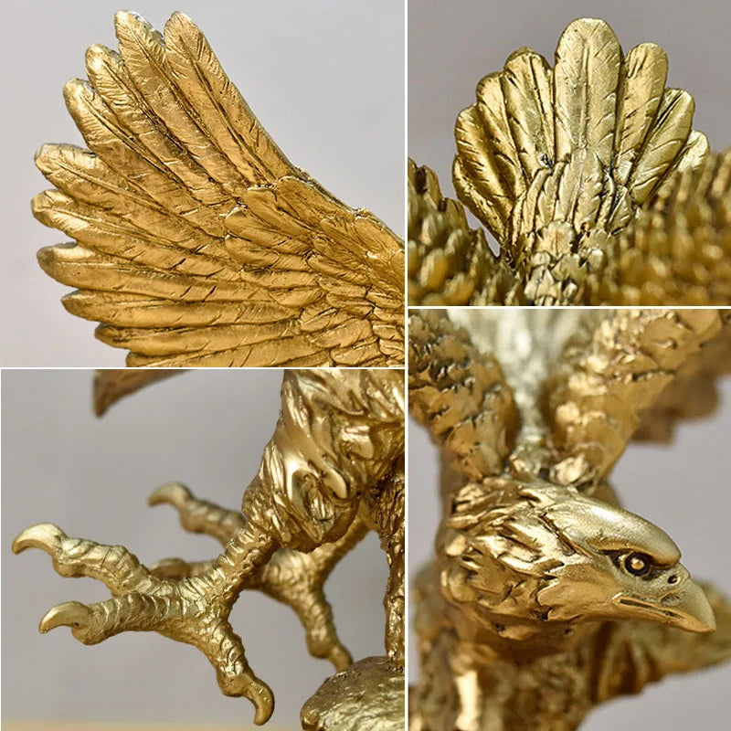 Golden Eagle Resin Statue - Artistic Feng Shui Decor