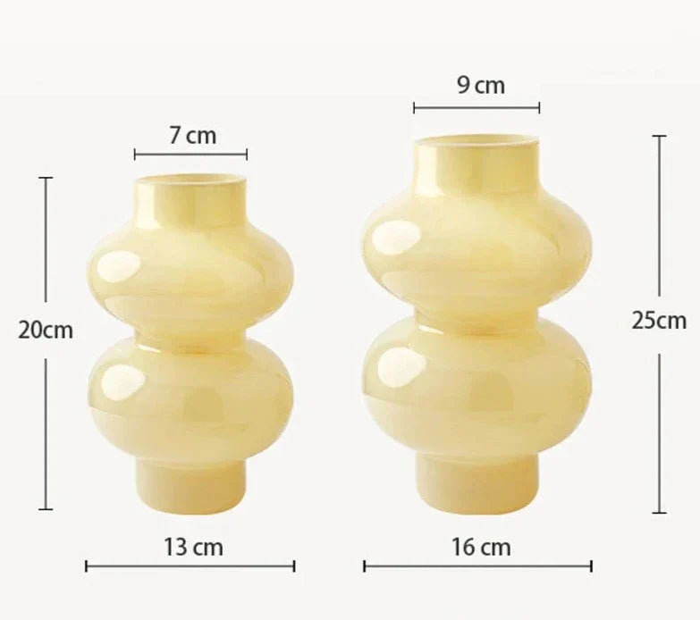 Chubby Two-Stage Yellow Glass Vase