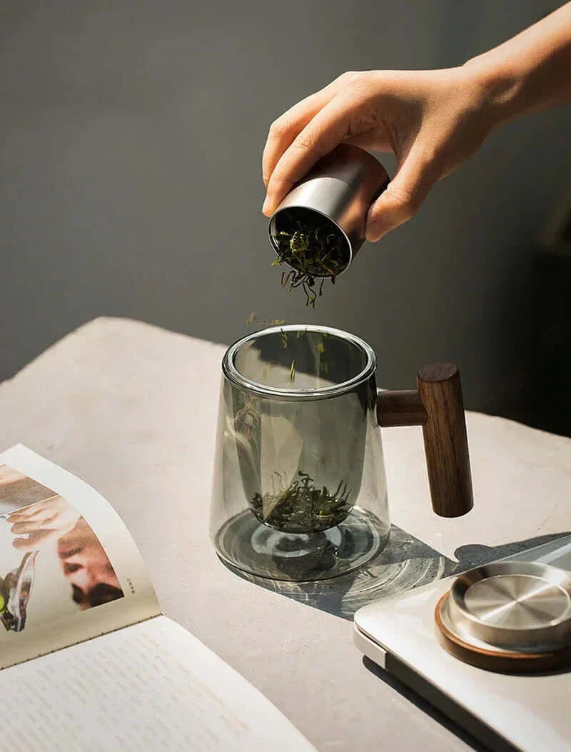Heat-Resistant Glass Tea Cup with Strainer and Lid