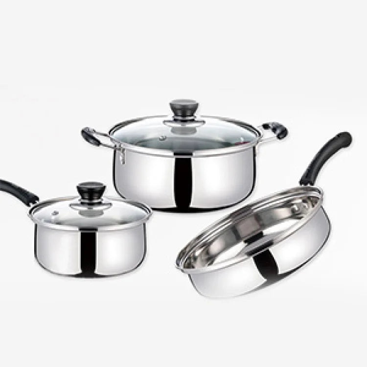 3-Piece Stainless Steel Cookware Set with Lids
