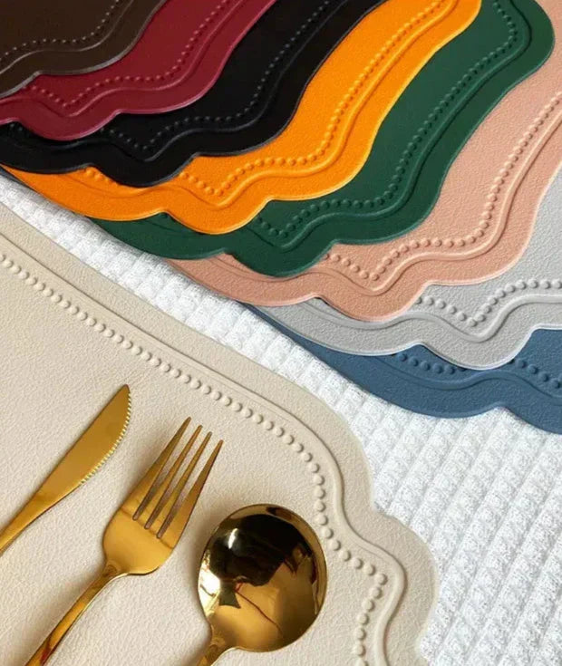 Synthetic Leather Embossed Placemat - Waterproof Non-Slip Design