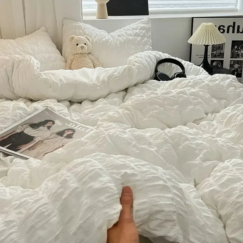 Seersucker Duvet Cover Set - Lightweight Soft French-Style Bedding