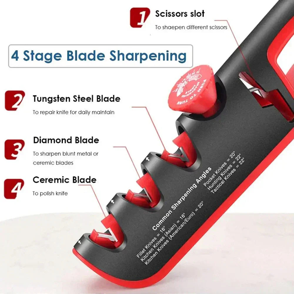 4-in-1 Knife Sharpener with Adjustable Angle and Non-Slip Base