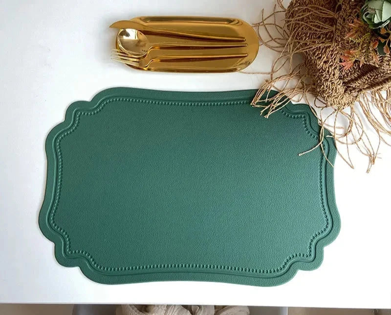Synthetic Leather Embossed Placemat - Waterproof Non-Slip Design