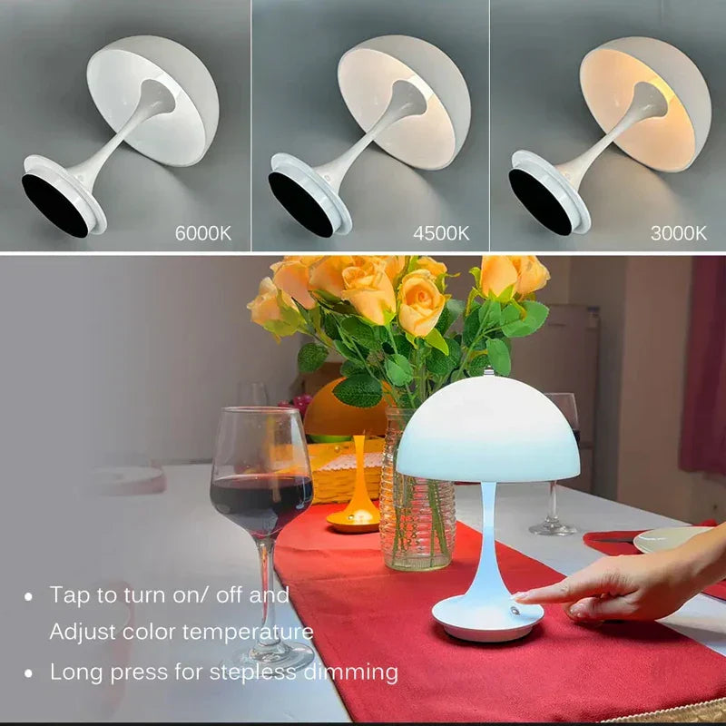 Rechargeable Dimmable Mushroom LED Table Lamp