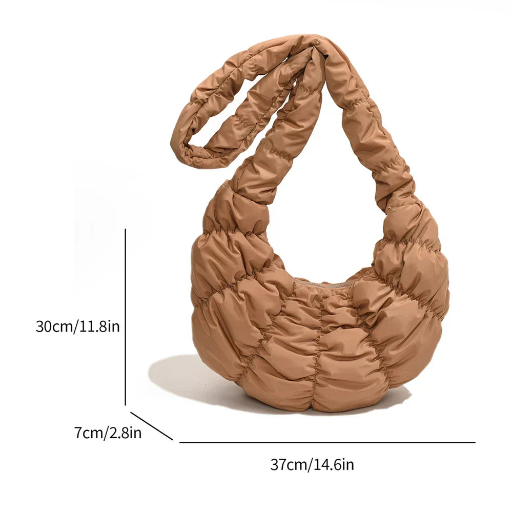 Puff Croissant Shoulder Bag - Lightweight Nylon Tote