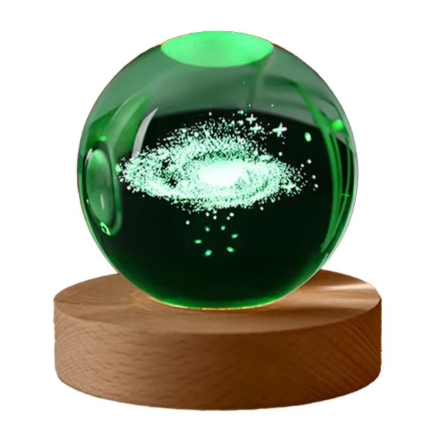 RGB Crystal Ball Night Light with Milky Way and Moon Design