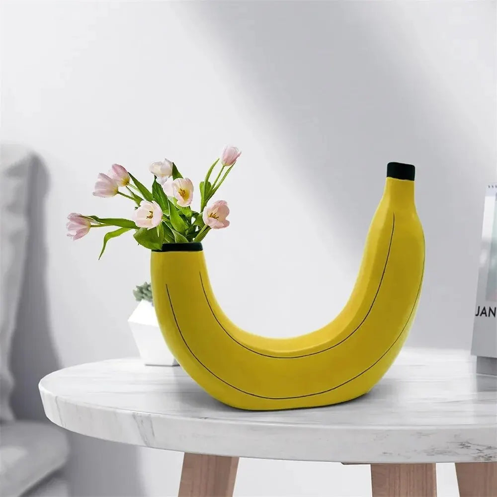 Banana-Shaped Resin Flower Vase for Home Decor