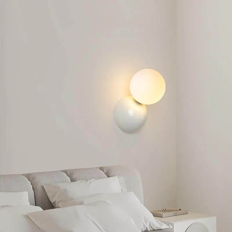 70s Retro Wall Light with Frosted Glass Orb in 3 Colors