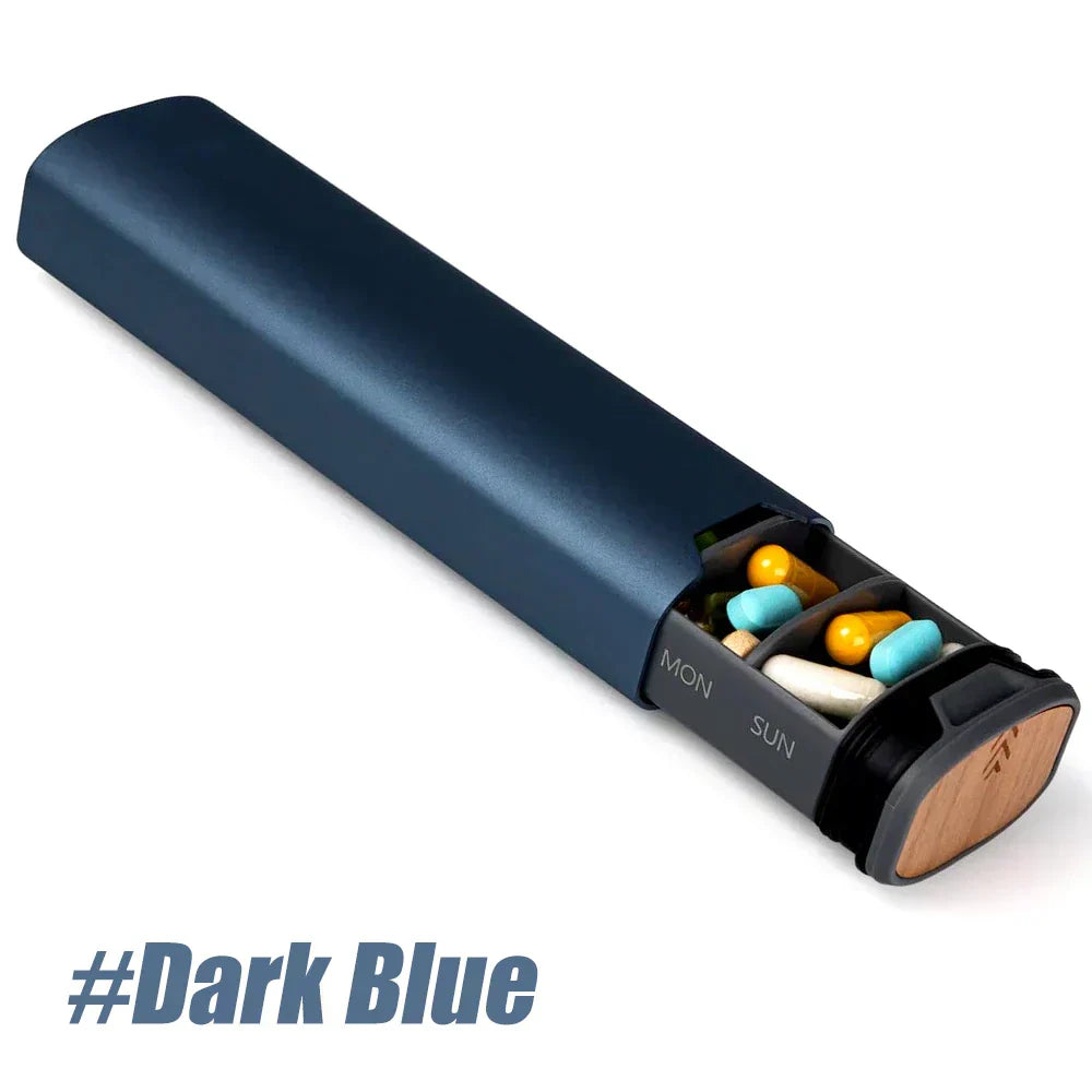 Sleek 7-Day Aluminum and Wood Pill Organizer