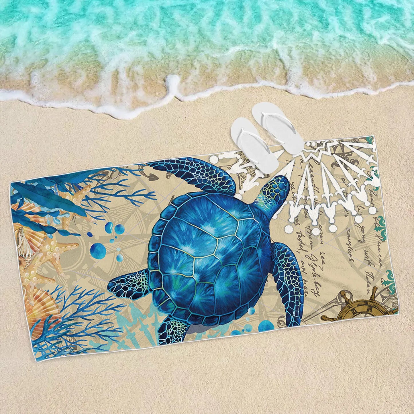 Highly Absorbent Turtle Motif Travel Towel