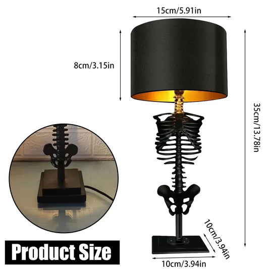 Skeleton Table Lamp - Vintage Resin Design, Battery-Operated Night Light for Halloween Decor
