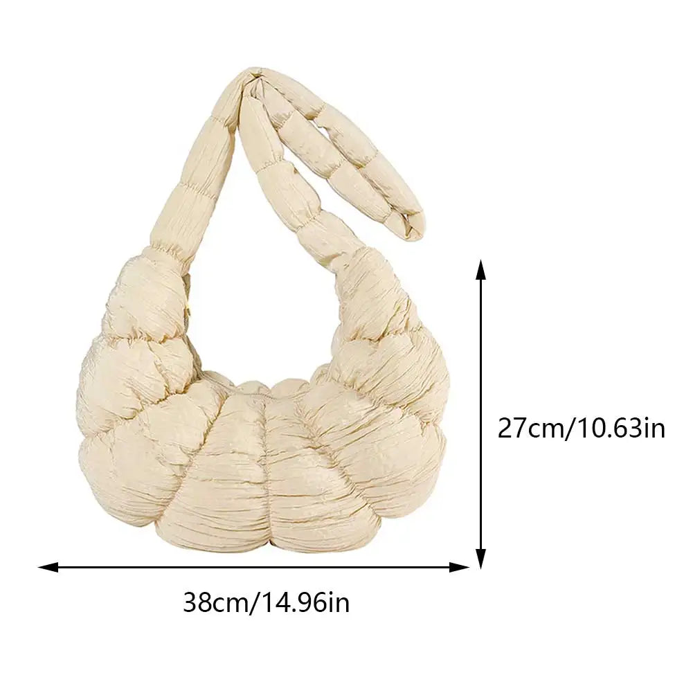 Puff Croissant Shoulder Bag - Lightweight Nylon Tote