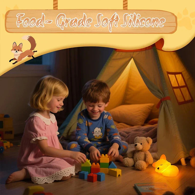 Rechargeable Silicone Fox Night Light with Dimmable Timer