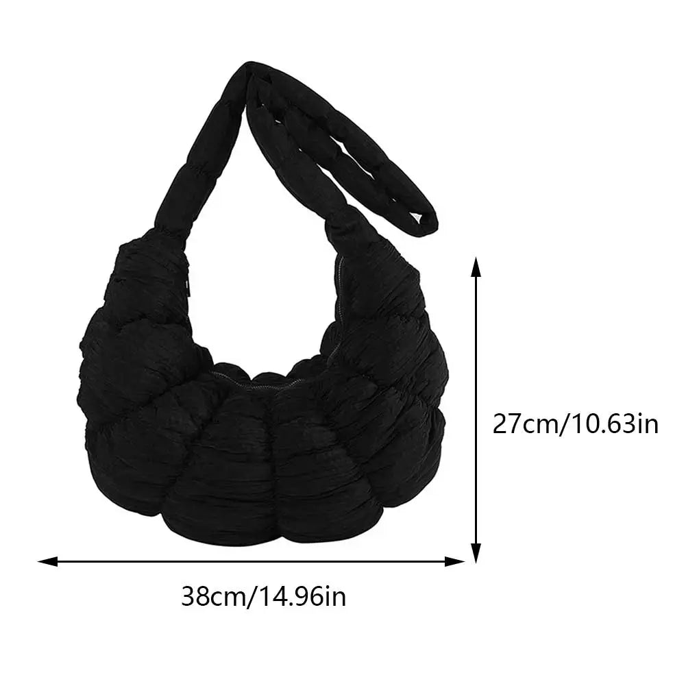 Puff Croissant Shoulder Bag - Lightweight Nylon Tote