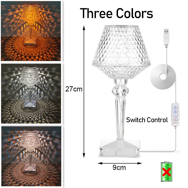 Rechargeable Diamond Crystal Table Lamp