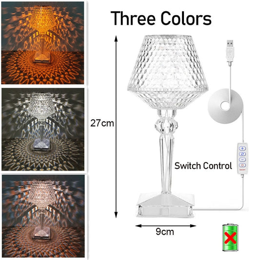 Rechargeable Diamond Crystal Table Lamp