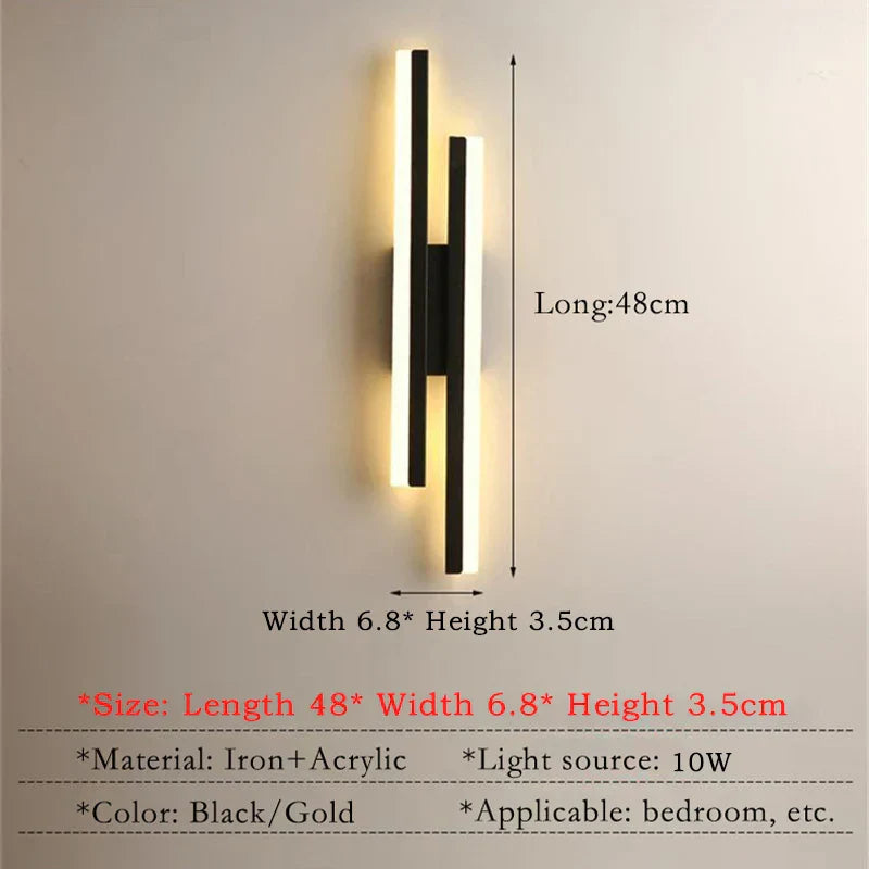 Modern Black and Gold LED Wall Lamp with Acrylic Shade