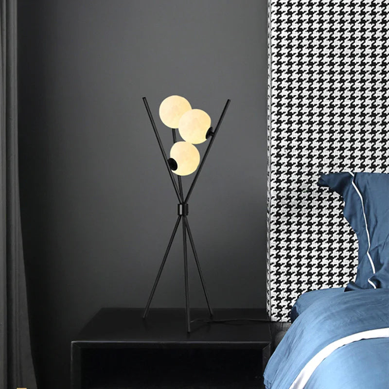 3D Moon Floor Lamp with Tripod Stand and LED Light