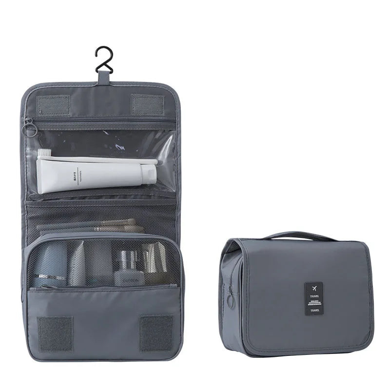Compact Hanging Toiletry Bag with 6 Compartments and Water-Resistant Polyester