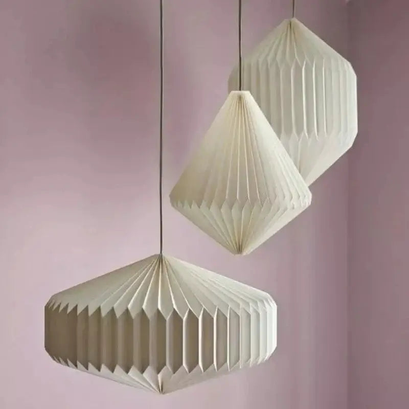 Origami-Inspired White Paper Lantern - Modern Minimalist Design