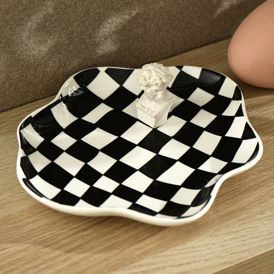Ceramic Curved Chessboard Tray in Two Colors