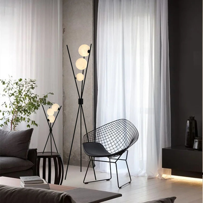 3D Moon Floor Lamp with Tripod Stand and LED Light