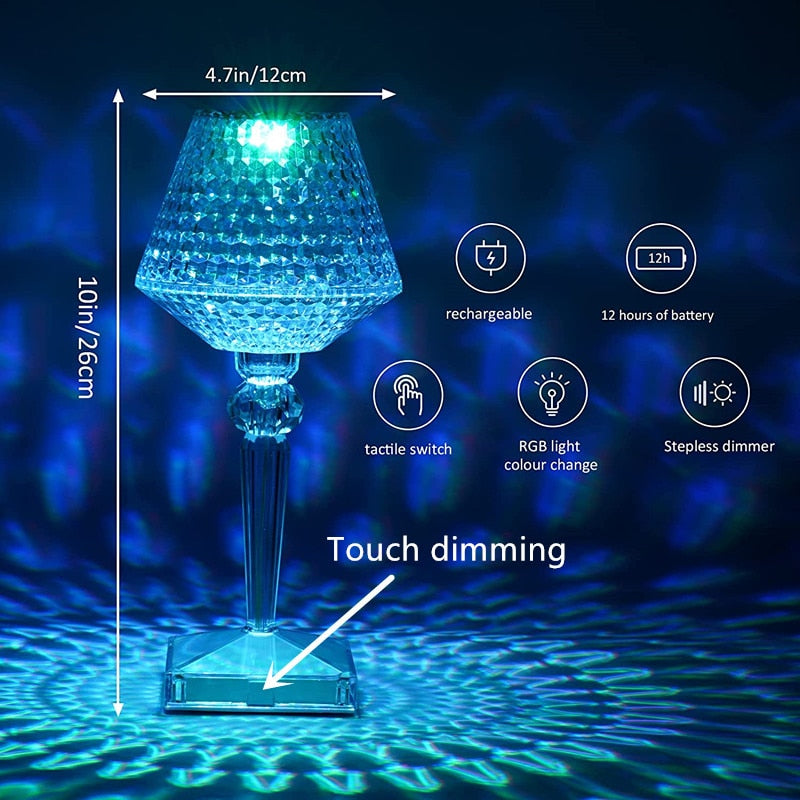 Rechargeable Diamond Crystal Table Lamp