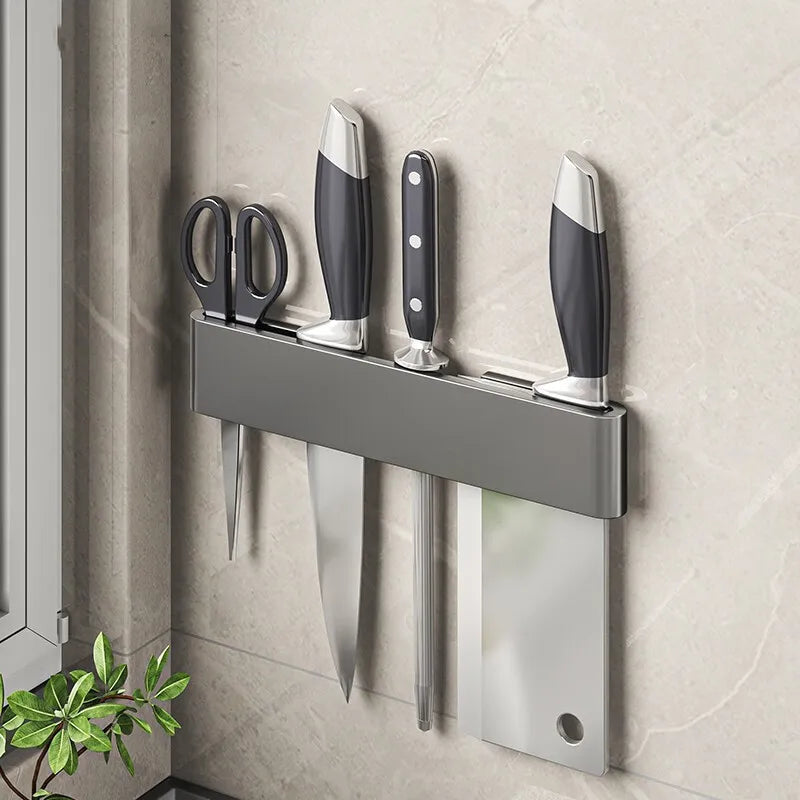Stainless Steel Knife Holder Rack - Multi-Function Kitchen Organizer