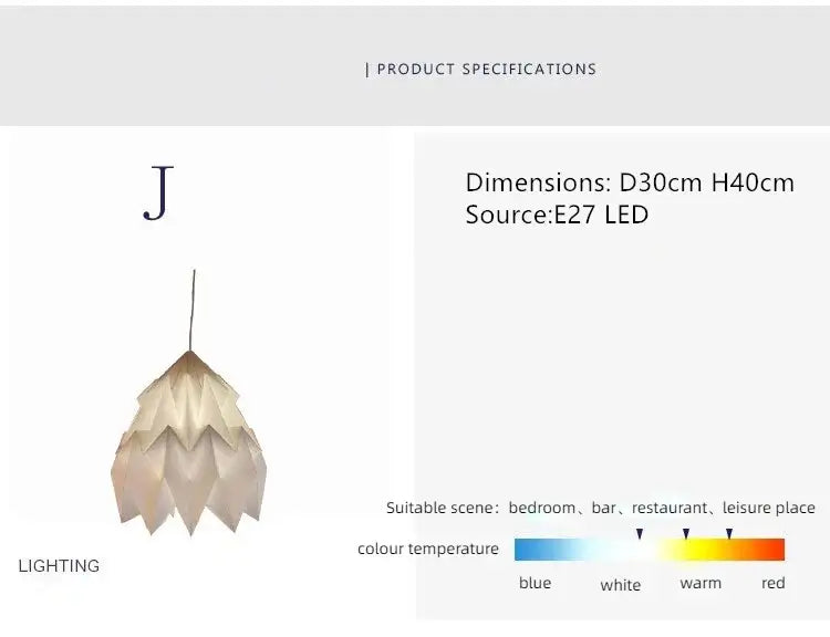 Origami-Inspired White Paper Lantern - Modern Minimalist Design