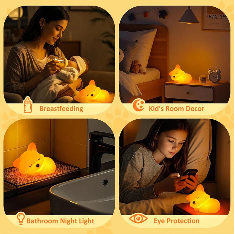 Rechargeable Silicone Fox Night Light with Dimmable Timer