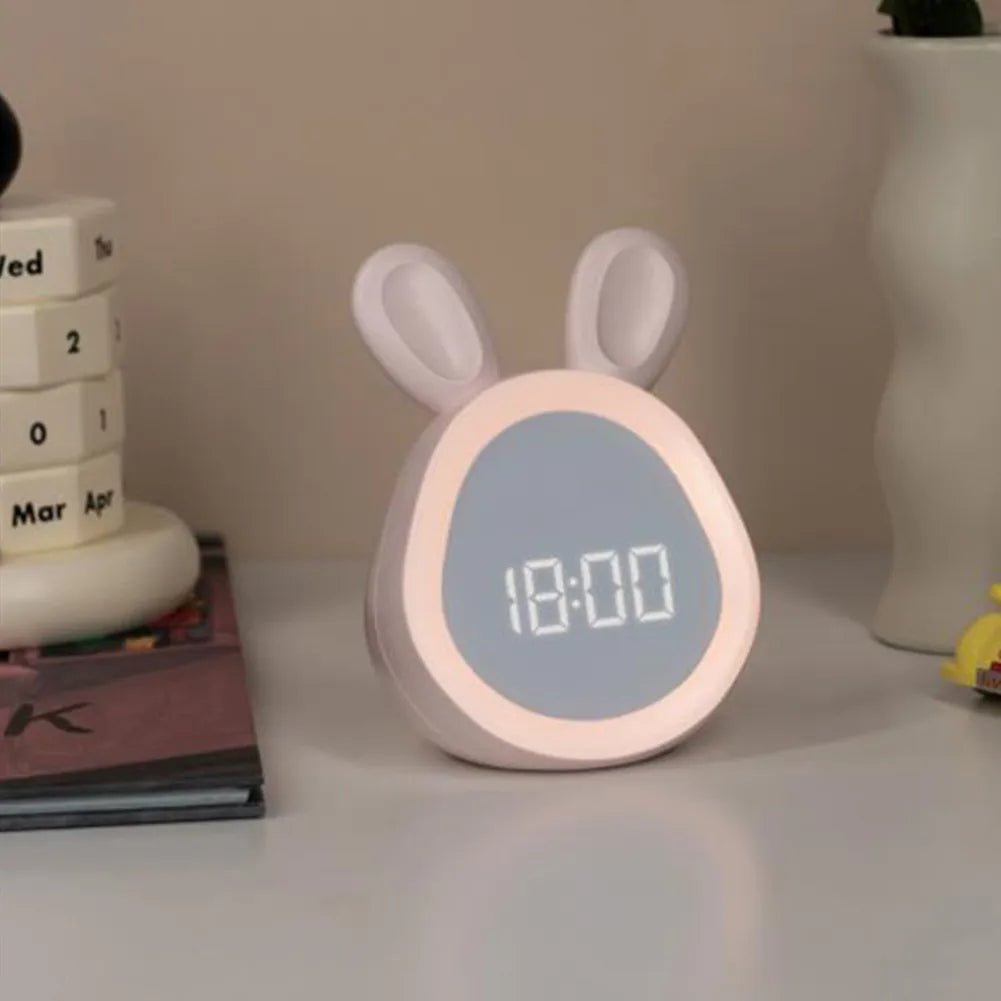Kids Rabbit Alarm Clock with LED Night Light