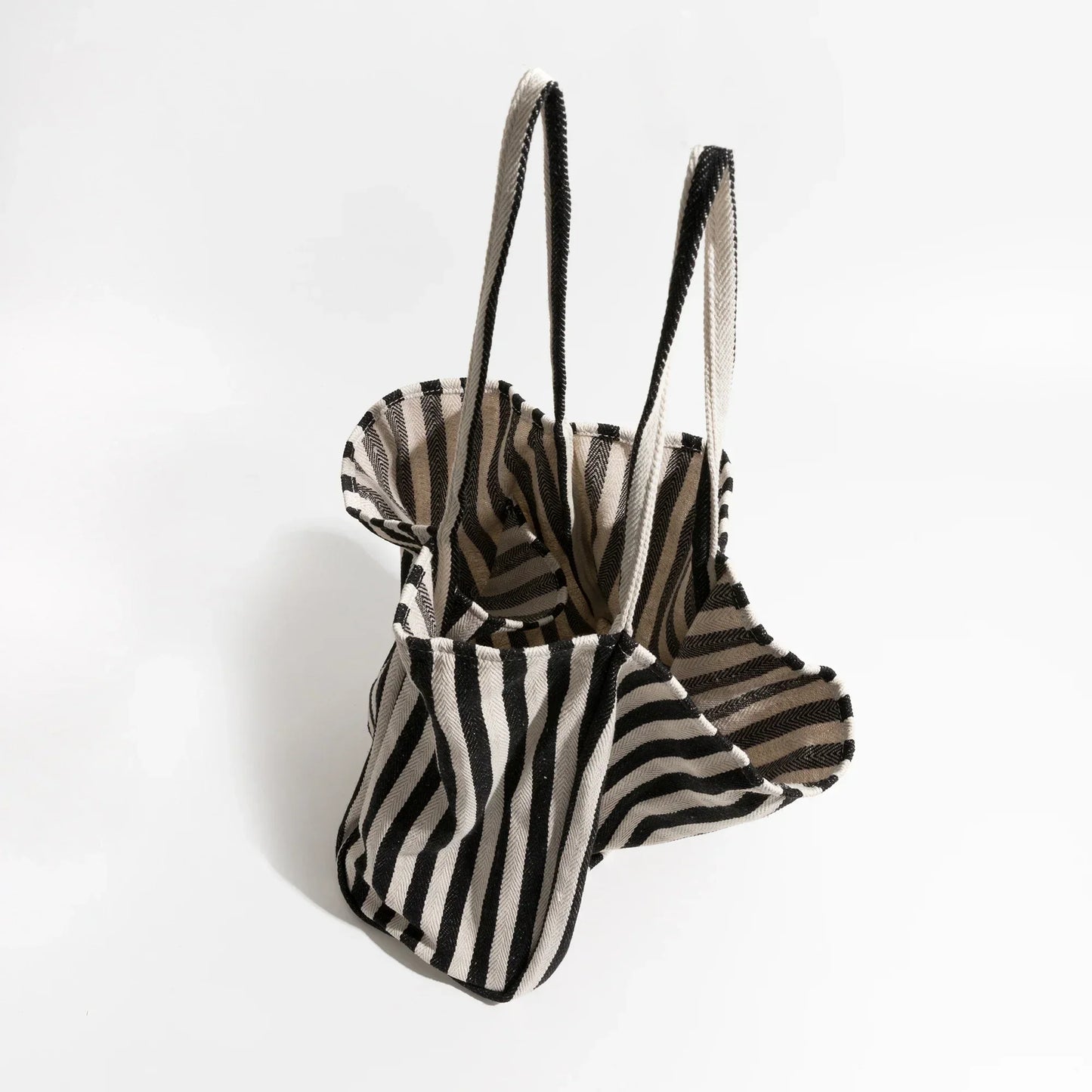 Striped Linen Tote Bag with Durable Canvas Material