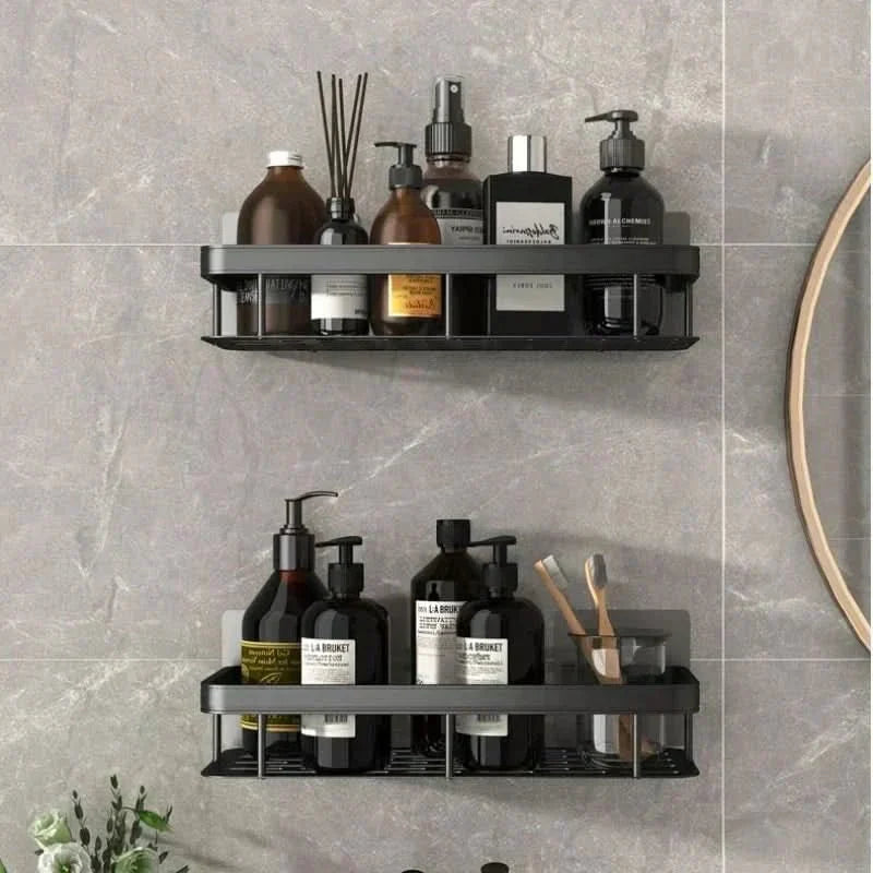 Corner Bathroom Stand with Two Shelves - No Drill Installation