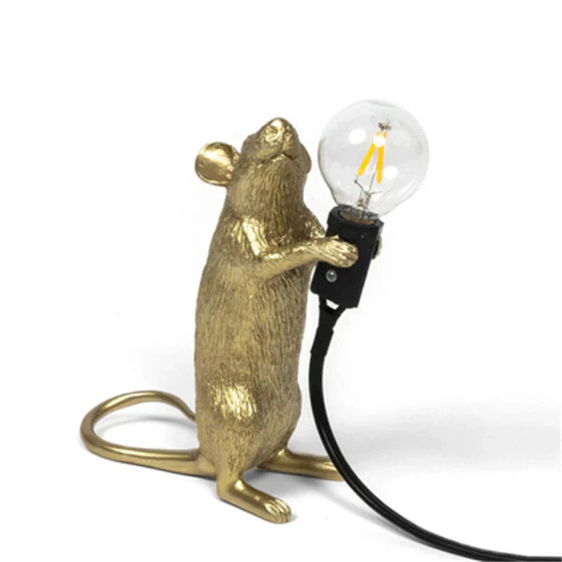 LED Animal Table Lamps - Resin Rat, Cat, Squirrel Night Lights