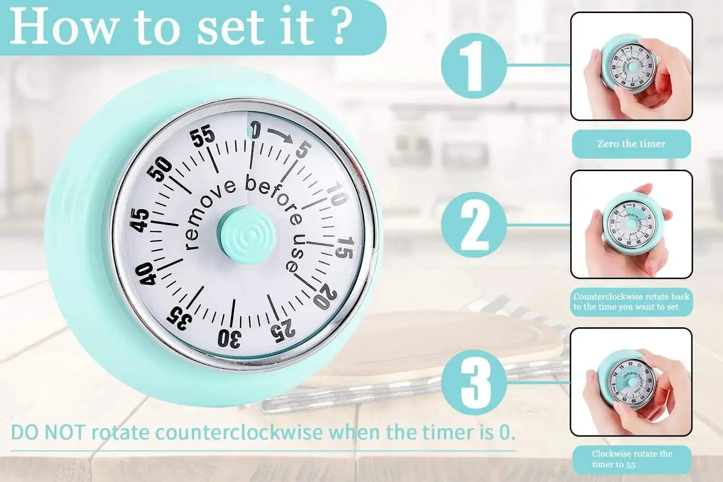 Magnetic 60-Minute Kitchen Timer in Bold Colors
