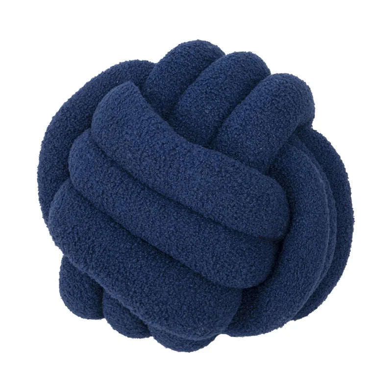 Cozy Hand-Knotted Sheepskin Ball Throw Pillow