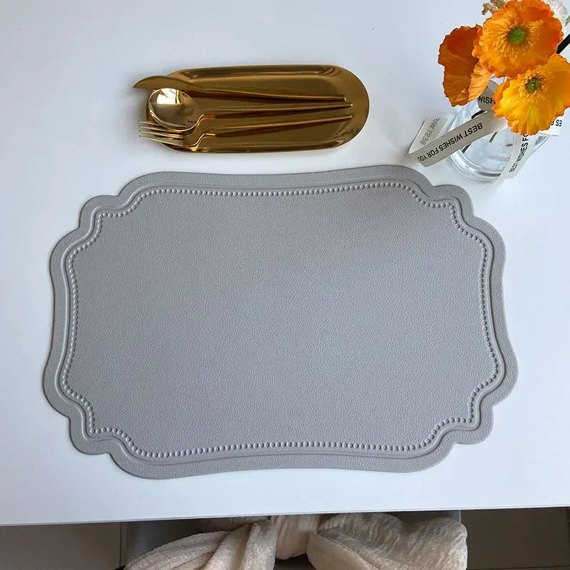 Synthetic Leather Embossed Placemat - Waterproof Non-Slip Design