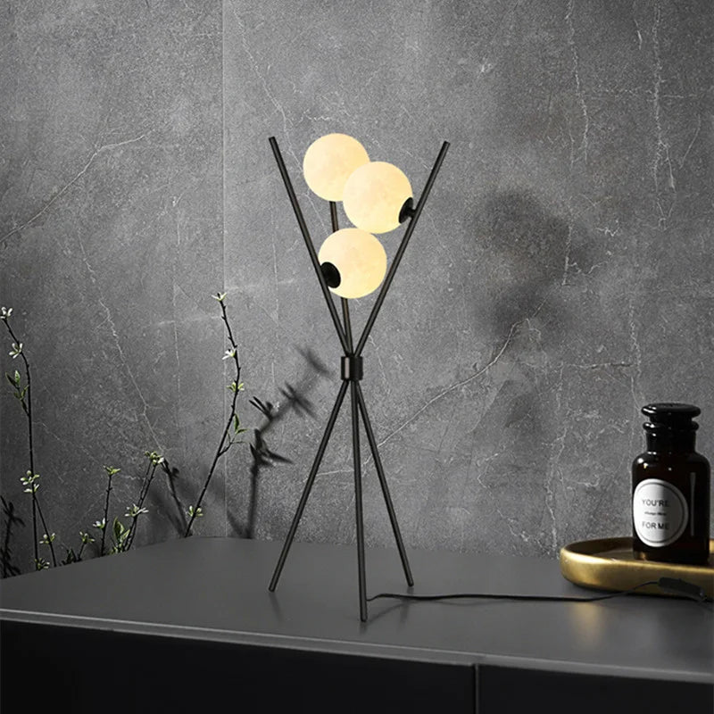 3D Moon Floor Lamp with Tripod Stand and LED Light