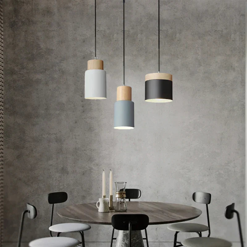 Scandinavian LED Pendant Light in Metal and Wood