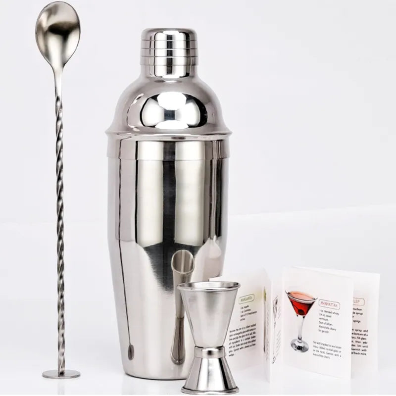 Stainless Steel Cocktail Shaker Set with Wine Rack - Eco-Friendly Bartender Tools