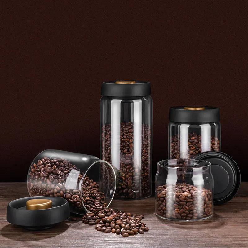 Airtight Glass Vacuum Sealed Canister for Coffee Beans and Food Storage