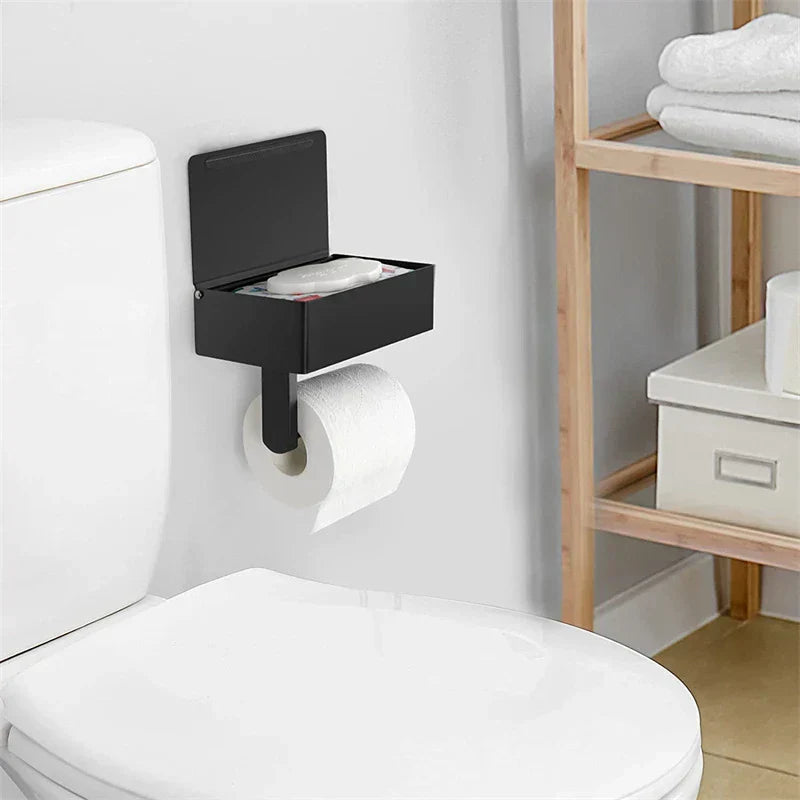 Elegant Metal Toilet Paper Holder in Black or Silver