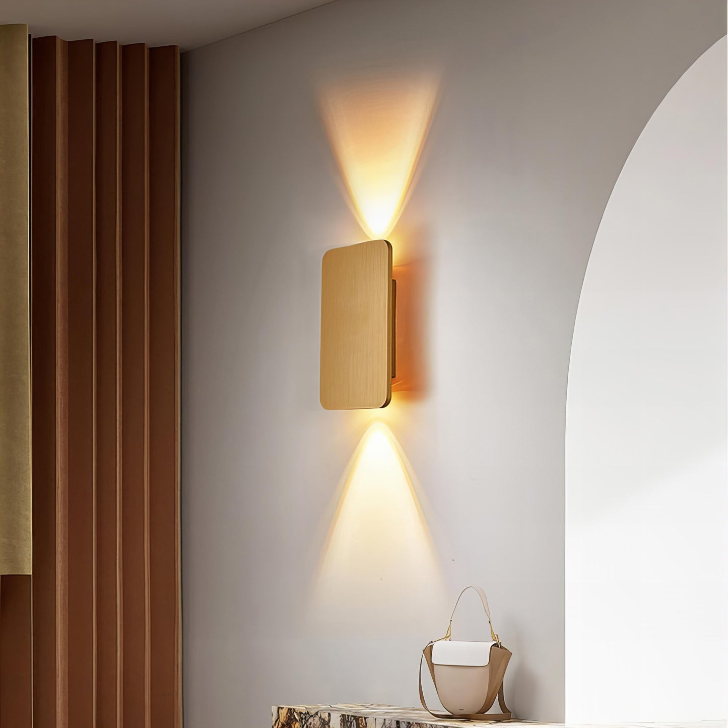 Rectangular Up/Down Wall Light in Warm White - Black, Gold, Gray, Brown