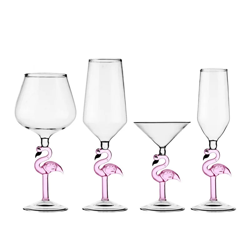 Flamingo Handle Glassware Set for Cocktails and Wine